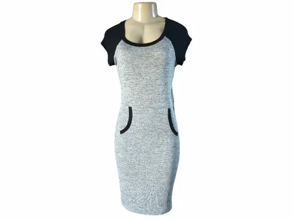 Black And Gray Bodycon Dress - The Fix Clothing