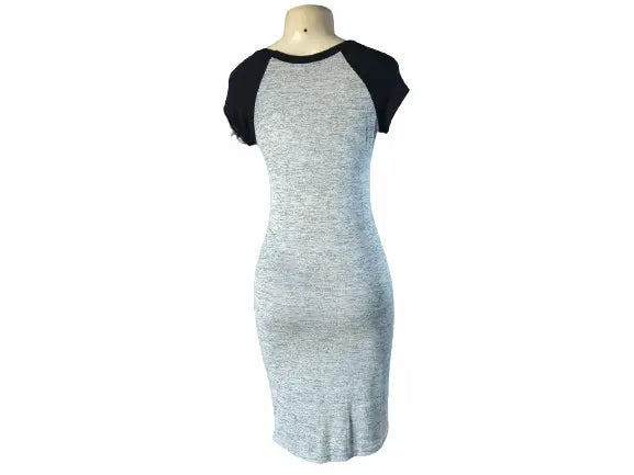 Black And Gray Bodycon Dress - The Fix Clothing