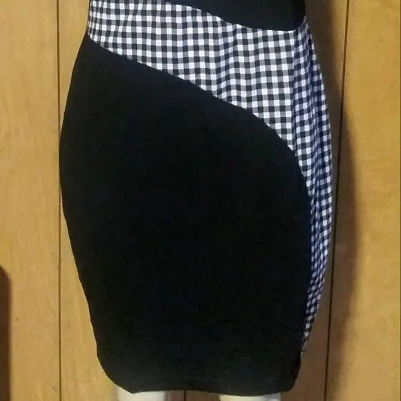 Black And White Plaid Bodycon Dress - The Fix Clothing