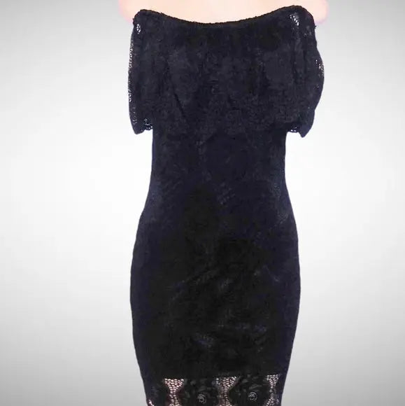 Black Rose Petals and Lace Dress - The Fix Clothing