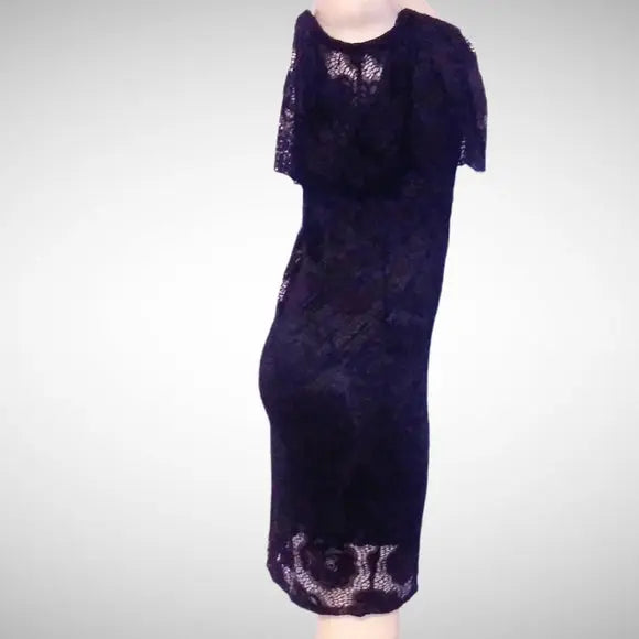 Black Rose Petals and Lace Dress - The Fix Clothing