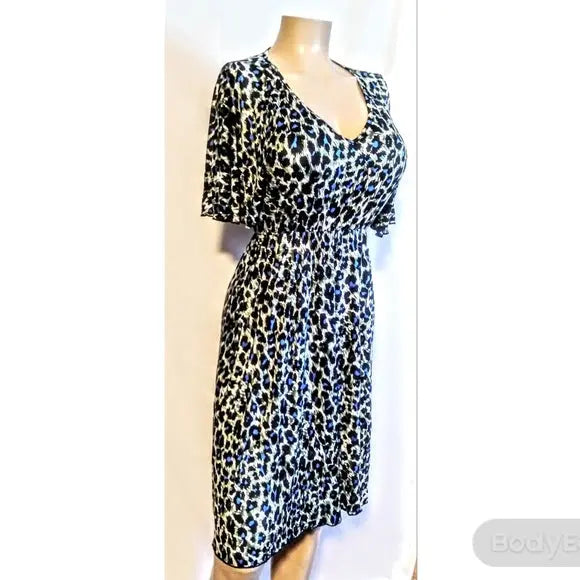 Blue Leopard Print Dress - The Fix Clothing