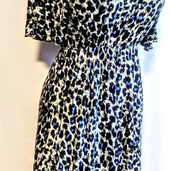 Blue Leopard Print Dress - The Fix Clothing