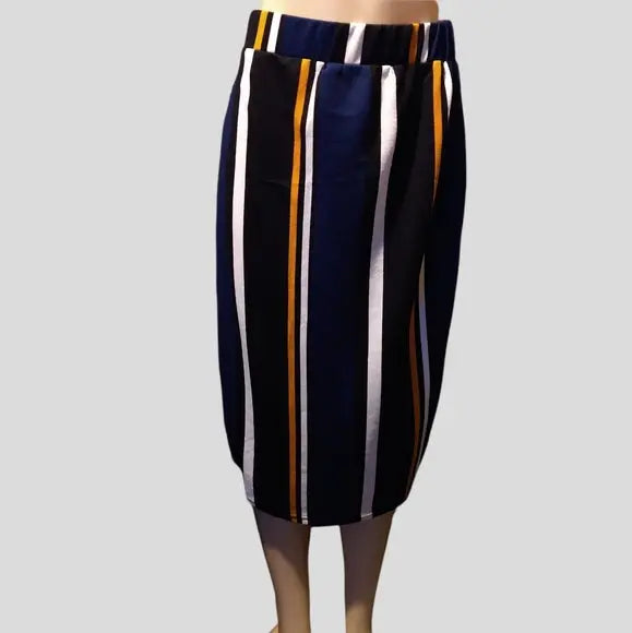 Blue Striped Pencil Skirt - The Fix Clothing