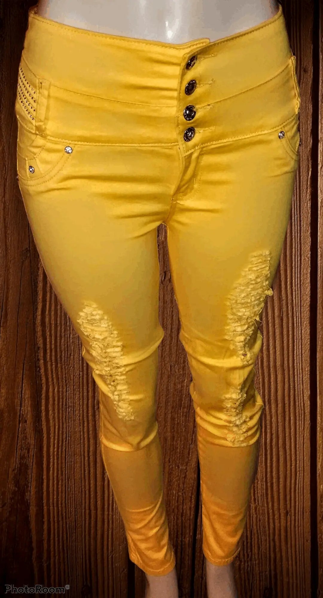Columbian Yellow Push Up Distressed Jeans - The Fix Clothing