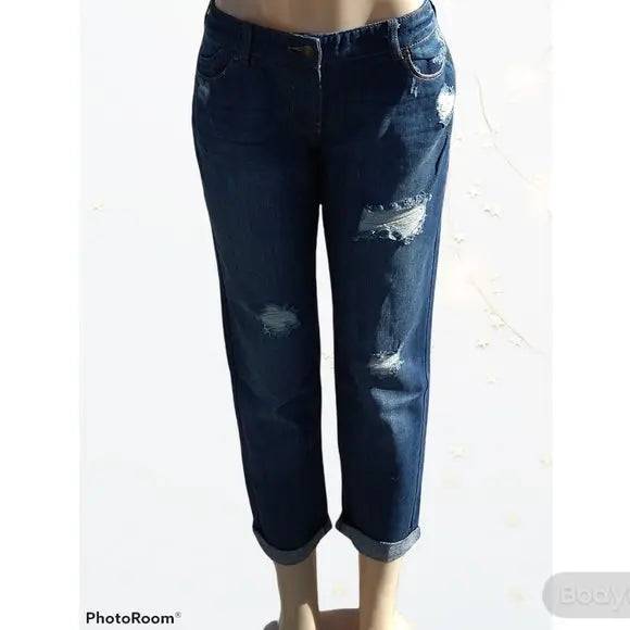 Cropped Distressed Blue Jeans - The Fix Clothing