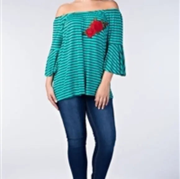 Green Off the Shoulder Top - The Fix Clothing
