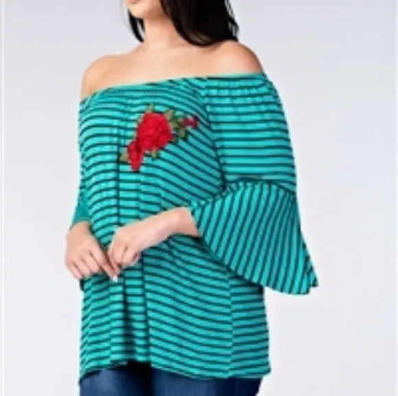 Green Off the Shoulder Top - The Fix Clothing