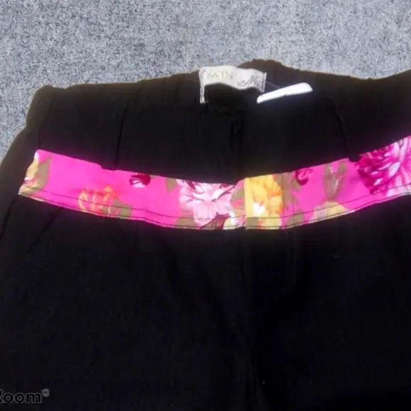 Juniors Black and Pink Floral Bermuda Shorts - The Fix Clothing