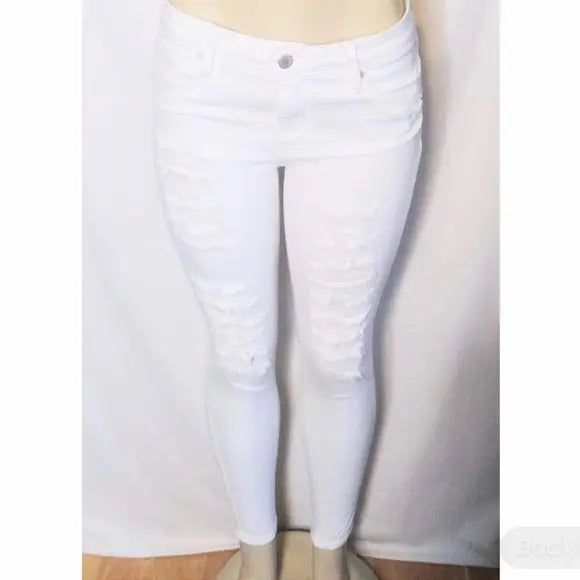 Just Black White Distressed Jeans - The Fix Clothing