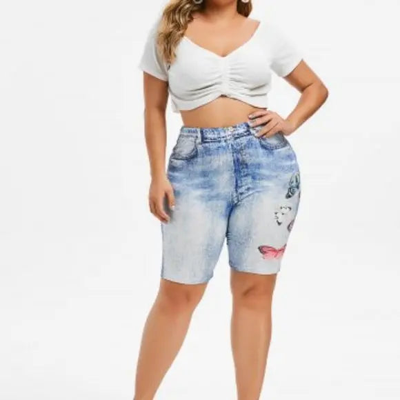 Light Blue Butterfly Shorts - The Fix Clothing