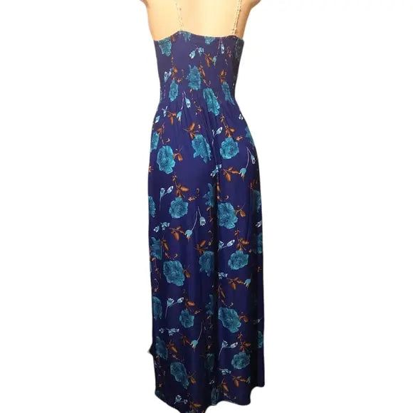 Ocean Blue Floral Knit Vacation Dress - The Fix Clothing
