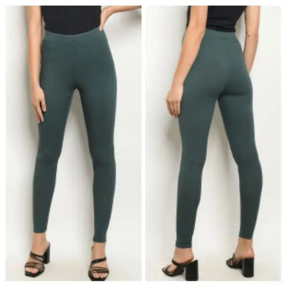 Olive Knit Leggings - The Fix Clothing