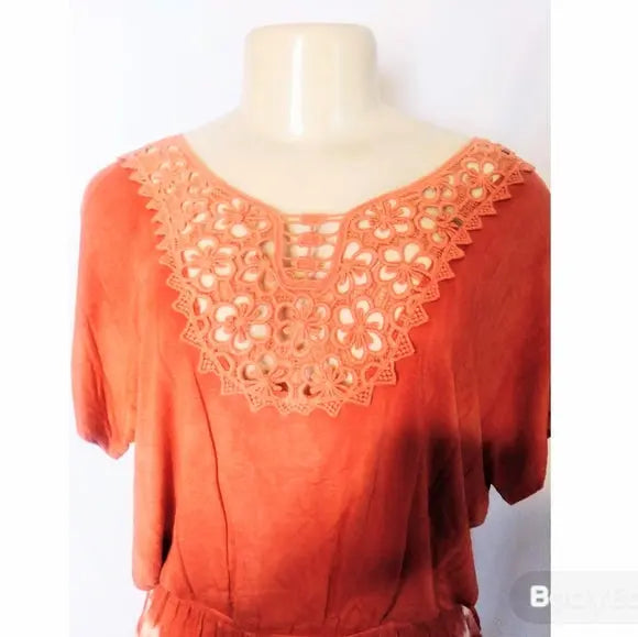 Orange Crocheted Top - The Fix Clothing