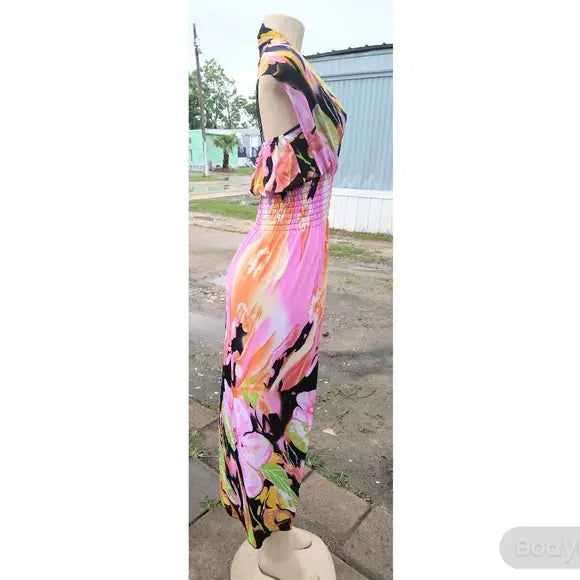 Pink Tropical Maxi Dress - The Fix Clothing