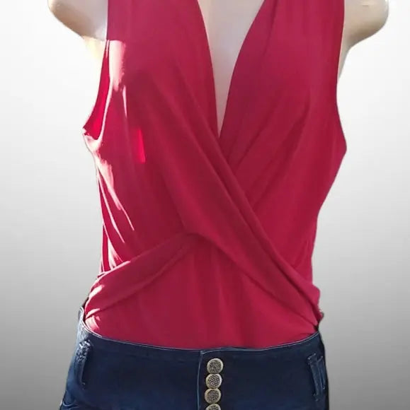 Red Crossover Blouse - The Fix Clothing