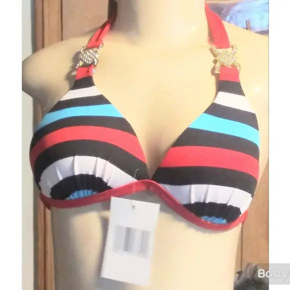 Black/Red Striped Bikini - The Fix Clothing