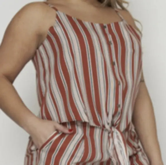 Red Striped Romper - The Fix Clothing