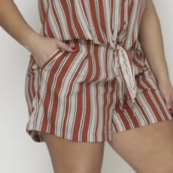 Red Striped Romper - The Fix Clothing
