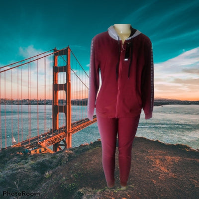 Burgundy LOVE Sweat Suit - The Fix Clothing