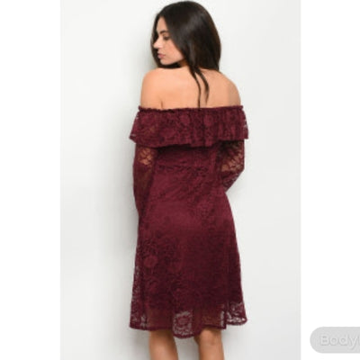 Burgundy Lace Dress - The Fix Clothing