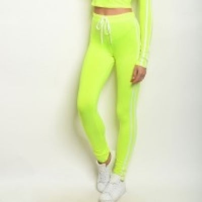 Neon Yellow Crop Top and Legging Set - The Fix Clothing