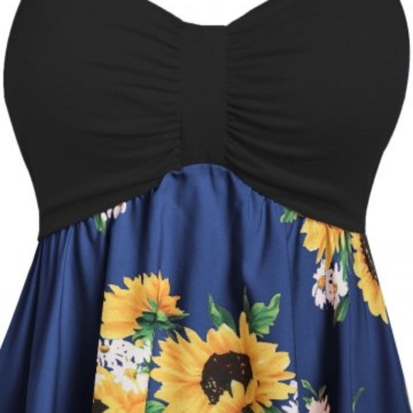 Blue Sunflower Dress - The Fix Clothing