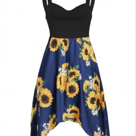 Blue Sunflower Dress - The Fix Clothing