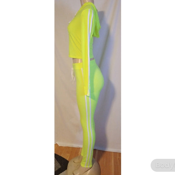 Neon Yellow Crop Top and Legging Set - The Fix Clothing