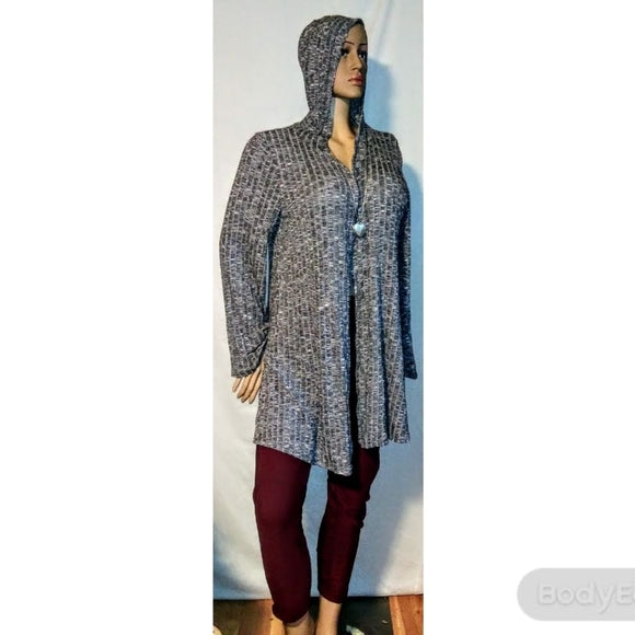 Gray Cardigan with Hoodie - The Fix Clothing