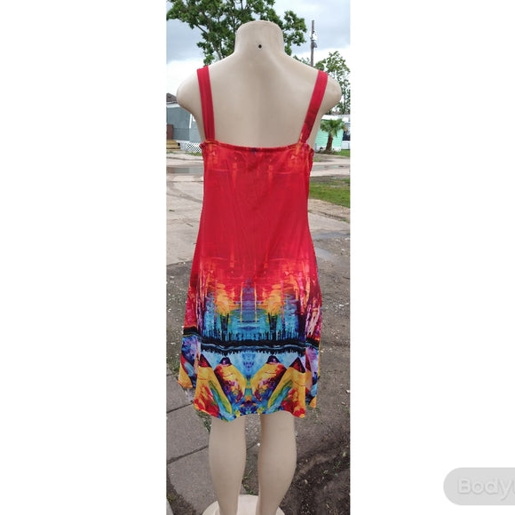 Red Summer Art Dress - The Fix Clothing