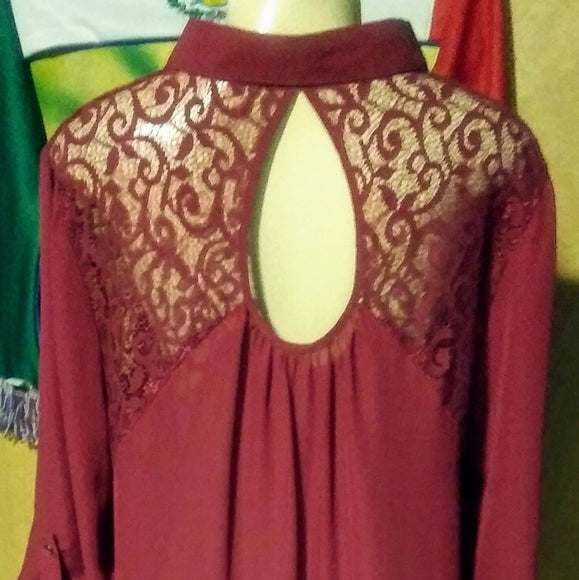 Burgundy Lace Top - The Fix Clothing